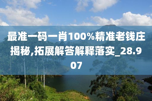 最準一碼一肖100%精準老錢莊揭秘,拓展解答解釋落實_28.907