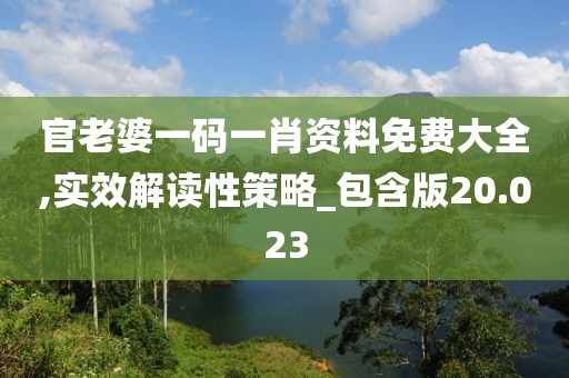 官老婆一碼一肖資料免費大全,實效解讀性策略_包含版20.023