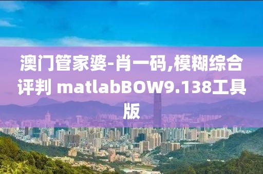 澳門管家婆-肖一碼,模糊綜合評判 matlabBOW9.138工具版