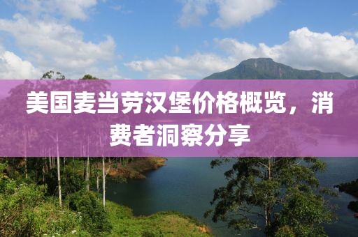 美國麥當勞漢堡價格概覽，消費者洞察分享