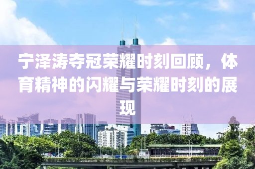 寧澤濤奪冠榮耀時刻回顧，體育精神的閃耀與榮耀時刻的展現(xiàn)