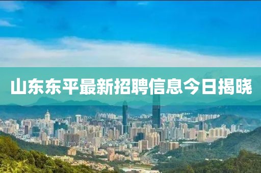 山東東平最新招聘信息今日揭曉