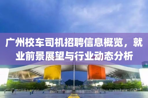 廣州校車司機招聘信息概覽，就業(yè)前景展望與行業(yè)動態(tài)分析