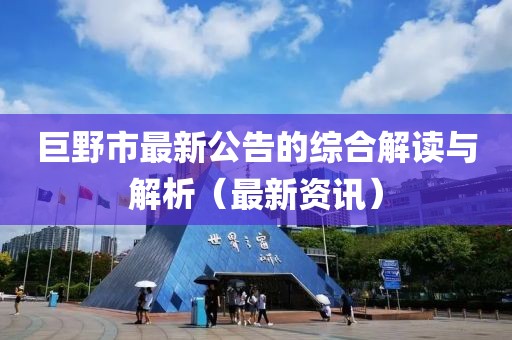 巨野市最新公告的綜合解讀與解析（最新資訊）
