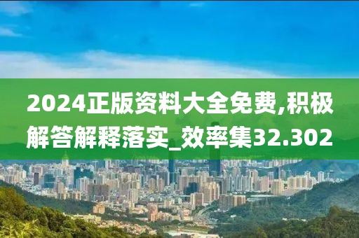 2024正版資料大全免費,積極解答解釋落實_效率集32.302