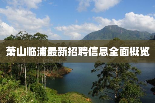 蕭山臨浦最新招聘信息全面概覽