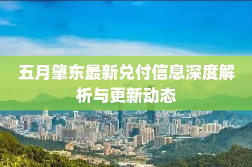 五月肇東最新兌付信息深度解析與更新動態(tài)