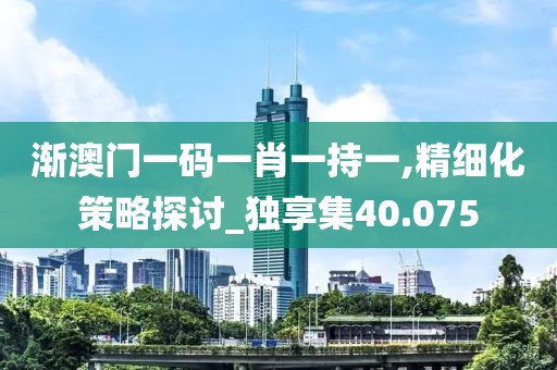 漸澳門一碼一肖一持一,精細化策略探討_獨享集40.075