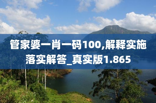 管家婆一肖一碼100,解釋實(shí)施落實(shí)解答_真實(shí)版1.865