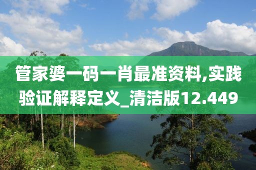 管家婆一碼一肖最準(zhǔn)資料,實(shí)踐驗(yàn)證解釋定義_清潔版12.449