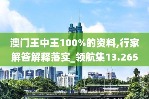 澳門王中王100%的資料,行家解答解釋落實(shí)_領(lǐng)航集13.265