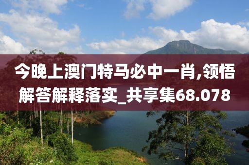 今晚上澳門(mén)特馬必中一肖,領(lǐng)悟解答解釋落實(shí)_共享集68.078