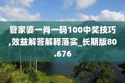 管家婆一肖一碼100中獎(jiǎng)技巧,效益解答解釋落實(shí)_長期版80.676