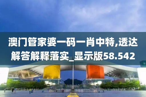 澳門管家婆一碼一肖中特,透達解答解釋落實_顯示版58.542
