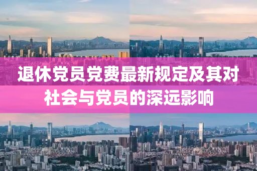 退休黨員黨費最新規(guī)定及其對社會與黨員的深遠影響